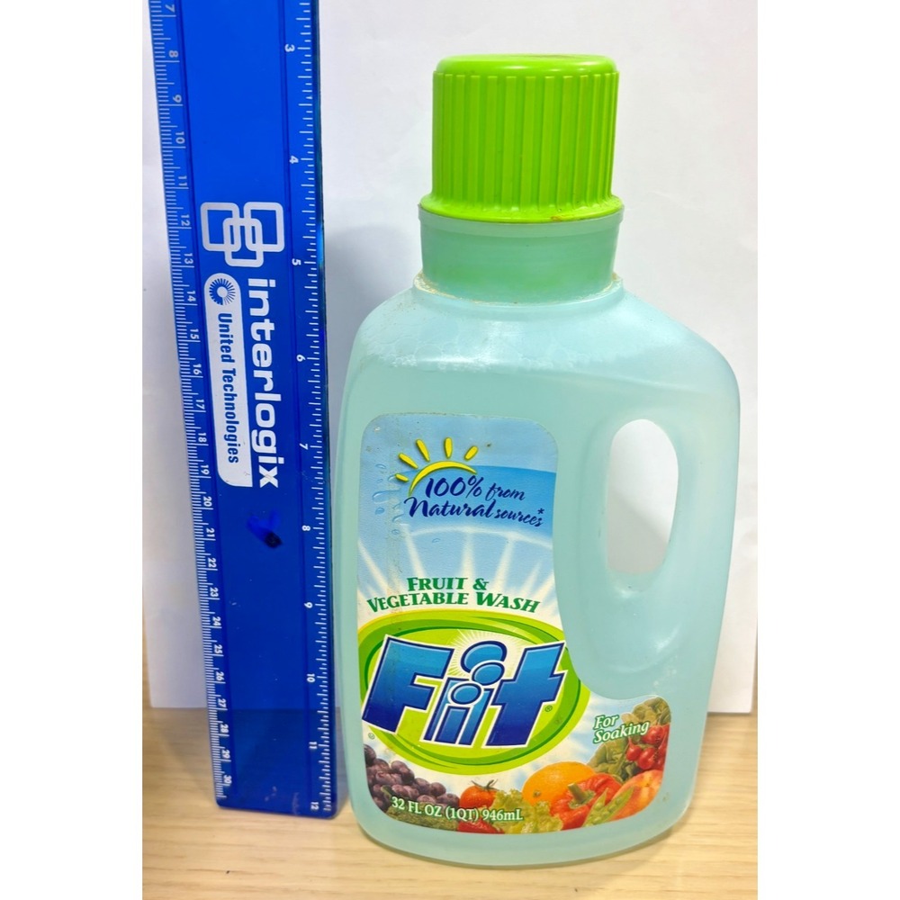 Vintage Fit Fruit & Vegetable Wash 32 Oz Bottle w Liquid Green Cap Kitchen